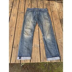 Levis 501 Jeans Mens 34x34 Regular Fit Button Fly Straight Leg Nice Fade Selvedg